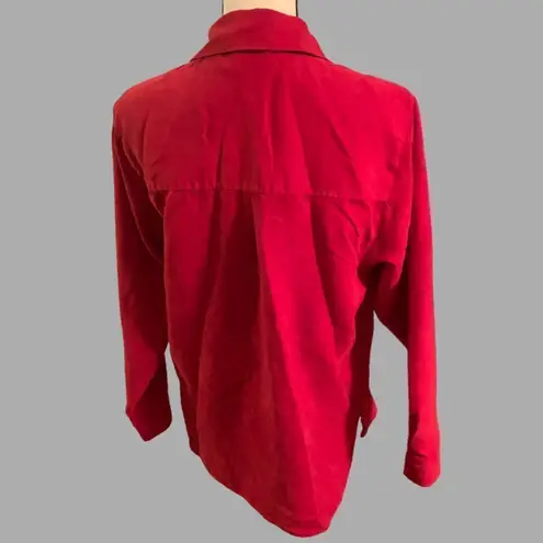 Studio Works Vintage  VERY Soft Polyester Button Down Shirt Blouse Sz S Red