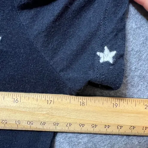 FOR THE REPUBLIC For The Republic Women's M Navy V-Neck T-Shirt White Star Print Cotton Modal