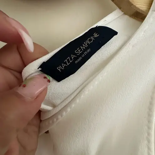 Piazza Sempione SPA EMBELLISHED COLORBLOCK WHITE TAN SLEEVELESS TOP 2