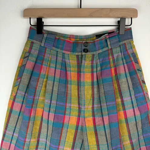 Vtg Giorgio Sant Angelo Bermuda Shorts Sz 6 Rainbow Cotton Linen Academia Blue