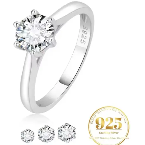 Boutique 1Ct‎ Solitaire Platinum 925 Simulated Diamond Engagement Wedding Ring, Size 8