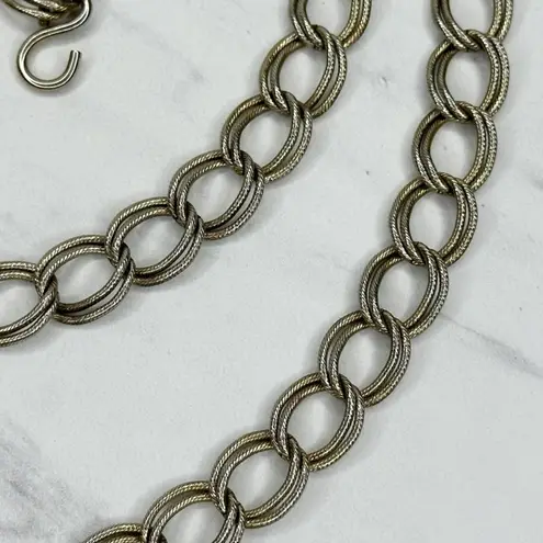 Gold Tone Textured Chain Link Belt Double Hook One Size Y2K ✨
