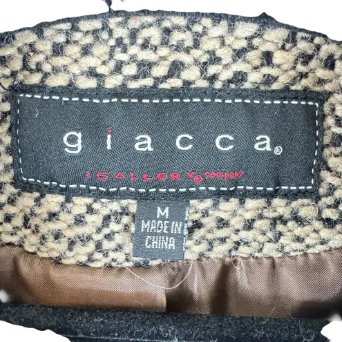 Giacca Wool Blend Tan Brown Long Length Collared Tweed Pea Coat Size M Size M