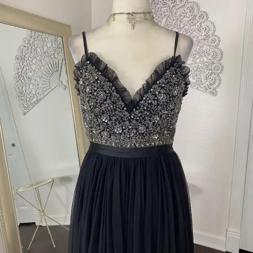 Needle & Thread Andromeda Maxi / BHLDN Avery Open Back Beaded Prom Dress S