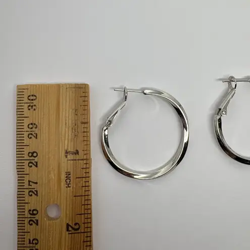 Y2K Heavy Silver Tone Hoop Earrings Women's Jewelry Classic Minimalist Style