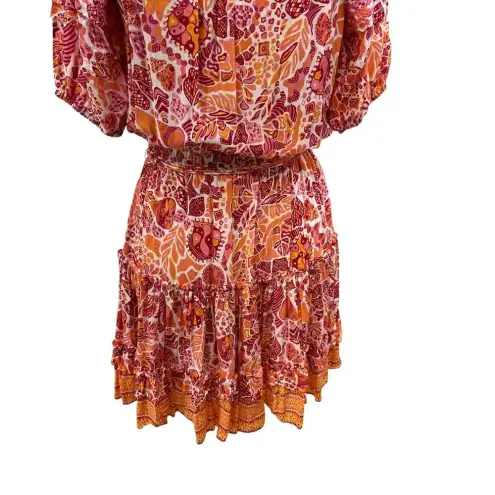 Poupette St. Barth Mini Bona V Red Chagal Printed Pink Orange Dress Size Small