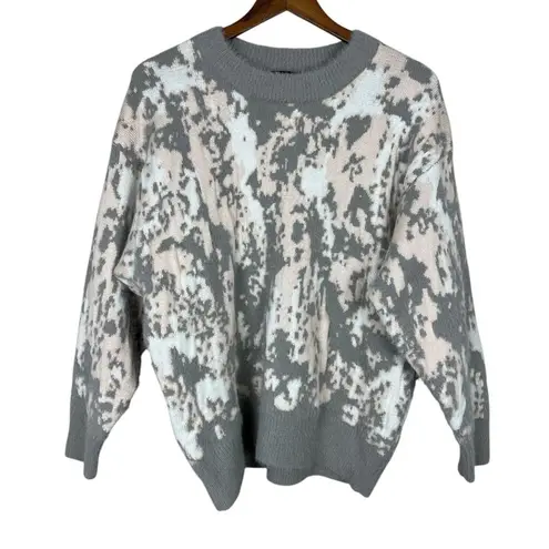 FRNCH Paris Sweater Womens S/M Nadera Fuzzy Crew Neck Knit Gray White Soft Cozy Size M - Image 2