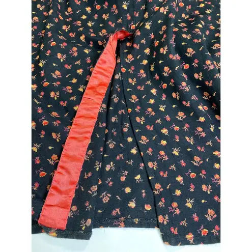 Vintage Cottagecore April Cornell Flax Blend Ditsy Floral Grunge Maxi Dress Sz M Black Size M