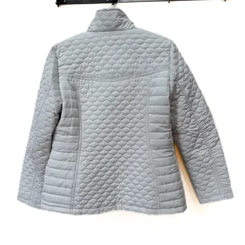 Giacca quilted jacket, light stone color, zip front, nice pockets, Sz M Size M
