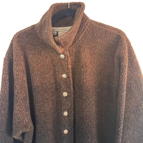 Free Country Country Clothing Vintage 90s Brown Sherpa Button Up Sweater Jacket