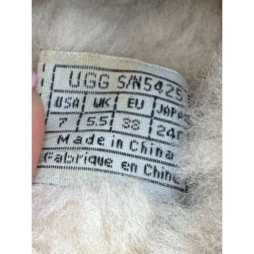 Ugg Kalie Clogs Shoes Brown Leather Fur Lined Wooden Mules Wood Sheepskin Sz 7