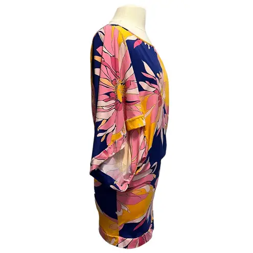 Trina Turk  Breeze Swim Tunic Cover Up Large Women's Blue Yellow Pink Dress $152