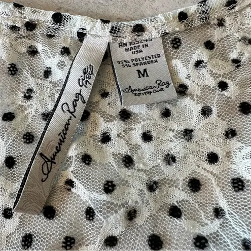 American Rag Women’s Juniors  Cie Sheer Embroidered Polka Dot Top Size Medium