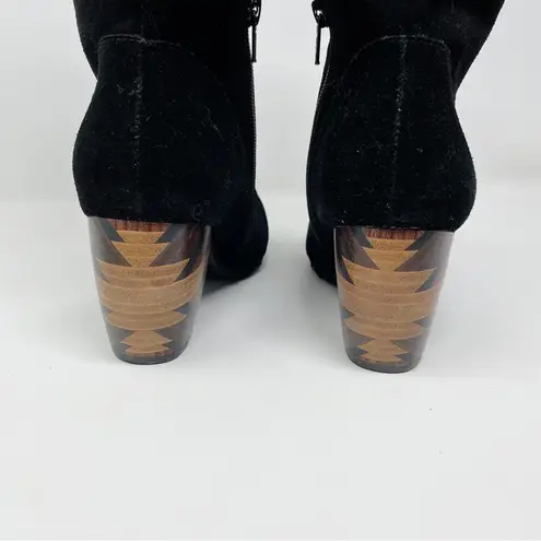 LAmour Des Pieds Pamby Black Suede Ruched Western inlaid Heel Boots womens 6