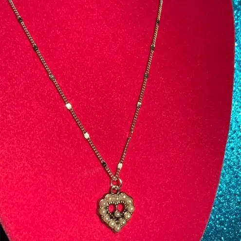 Pearl Encrusted Heart Shine Bead Choker Necklace Jewelry Sterling Silver