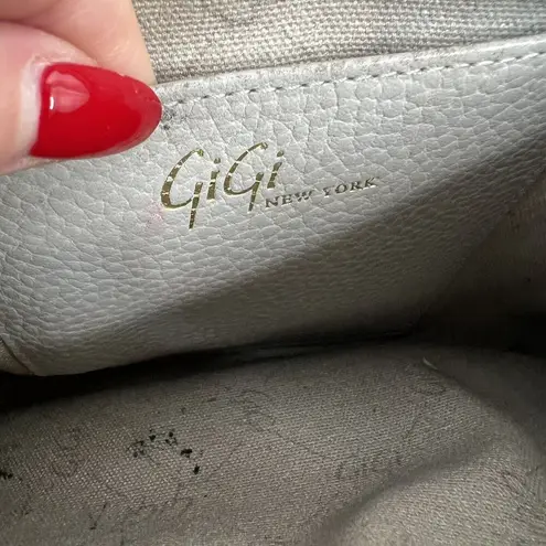 GiGi New York Chelsea Crossbody Gray Leather Slim Clutch Removable Chain Strap
