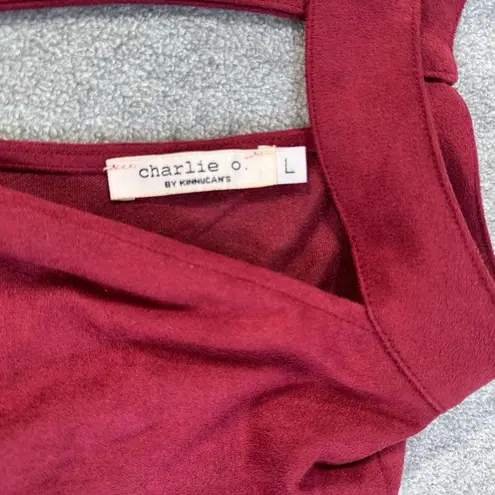 Kinnucan's Charlie O by Mini Dress Women's Large Cranberry Faux Suede Sleeveless - Image 6