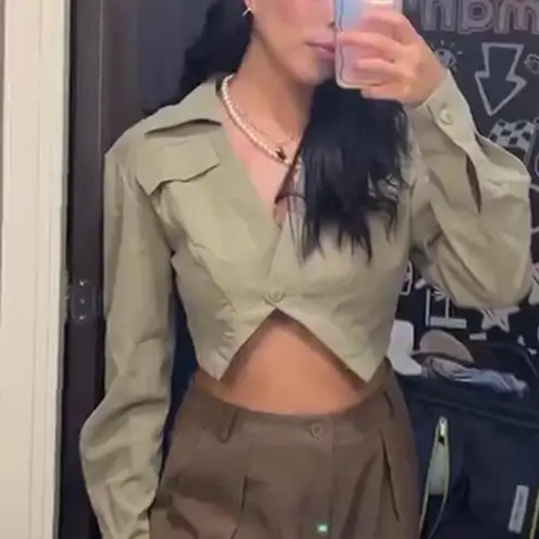 SheIn Sage Green long sleeve top