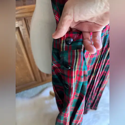 VTG Sarin New York Red/Green Tartan Plaid Jumper Overall Dress Size M Holiday Red Size M