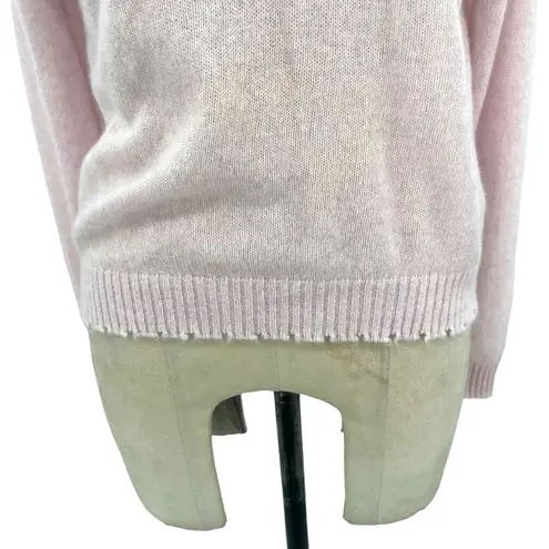 Minnie Rose Cashmere Frayed Edge Cropped V-Neck Sweater Pink Size Small - Image 3
