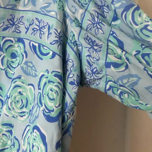 Sail To Sable NWT Tuckernuck V-Neck Smock Waist Top in Blue Floral Size Large