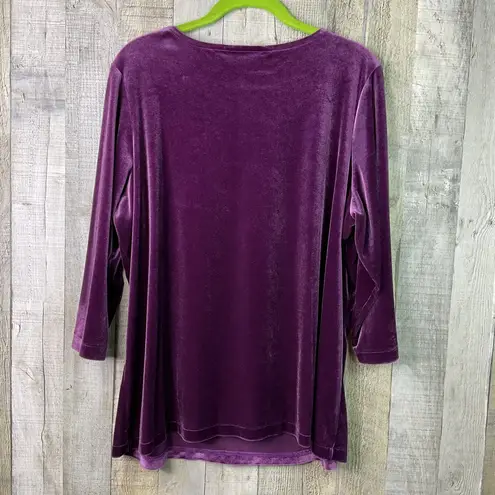 Avenue Stretch Size 18/20 Velour Crewneck Top w/3/4 Sleeves