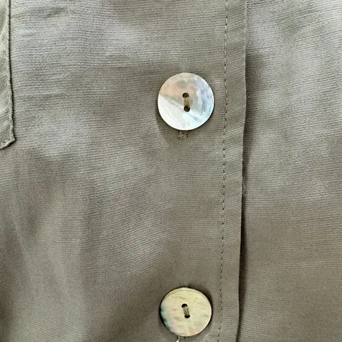 Mittoshop NEW Olive Green Lightweight Short Sleeve Button Front Blouse Size S