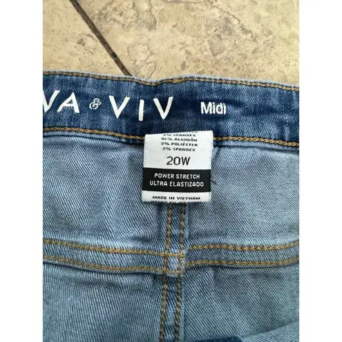 Ava & Viv 5/$35 Womens Shorts Sz 20W Power Stretch Midi Cuffed Blue Denim Jean