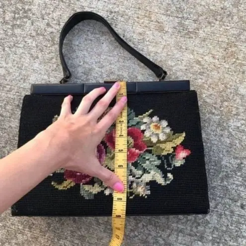 1950s Floral Embroidered Needlework Handbag Multi