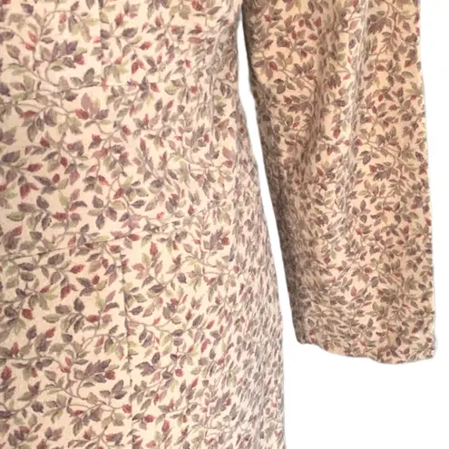 Vintage Prairie Floral Flannel Dress Long Sleeve Cottagecore Farmhouse Handmade Pink Size M