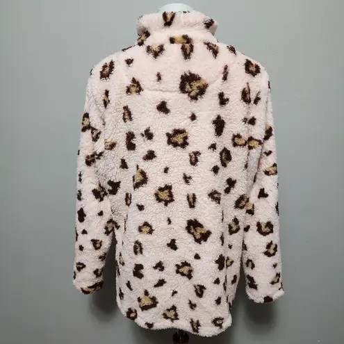 Mommy & Me Pink Leopard Sherpa ¼ Zip Pullover Size Large