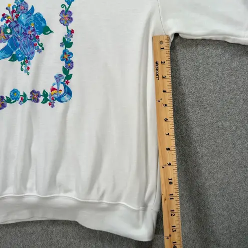Koret Sport Vintage Short Sleeve Polo Shirt Women's XL Floral Sequins Scallop White