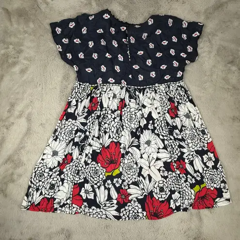 Blank London Floral Print Dress Trudie Tunic Casual Mini Dress Large Summer Sun Blue