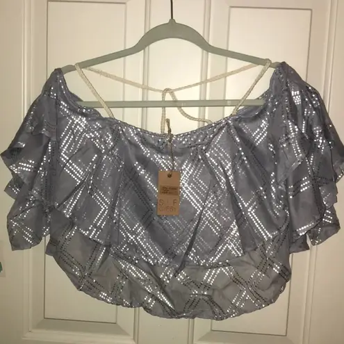 Surf Gypsy Juniors Metallic Deco Print Top m NWT