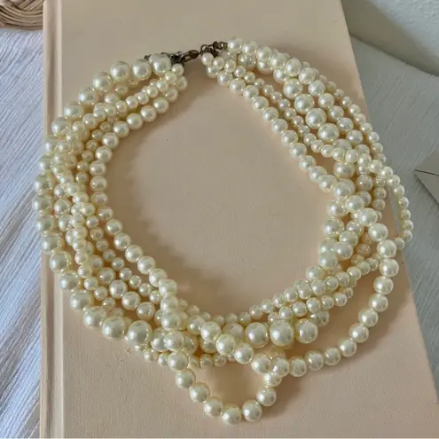 American Vintage Vintage “Cordelia” Five Strand Pearl Necklace 19.5” Classic Maximal Chunky 