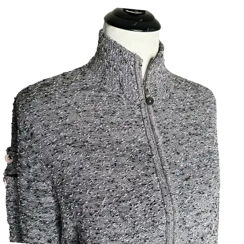 Jamie Sadock Textured Full Zip Sweater Women Size L Cozy Pockets Cabincore Purple Size L