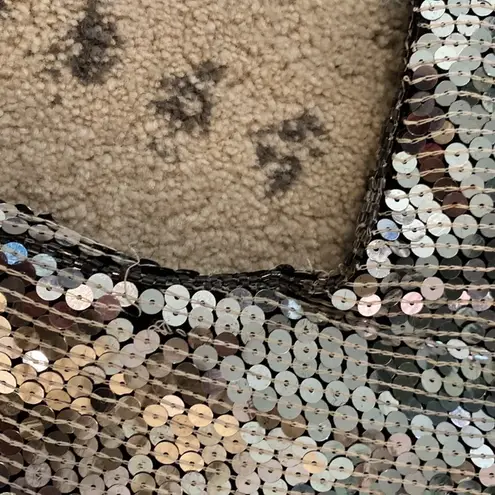 Vintage jean for Joseph Le Bon sequin beaded party top sz Small Silver