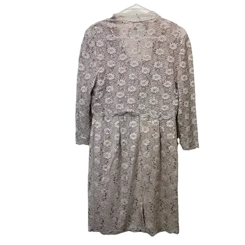 Alex Evenings Champagne Lace Sequin Two Piece Jacket Sleeveless Dress Size 8P