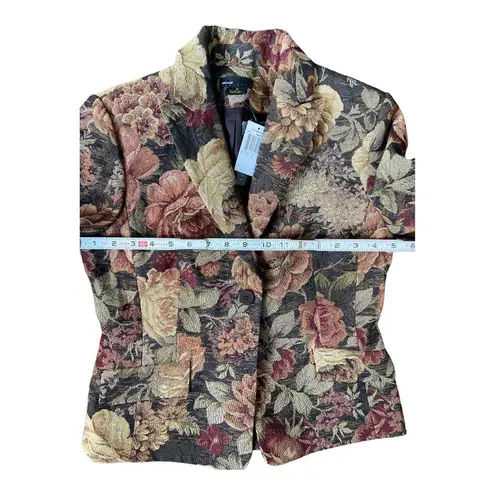 Grace Elements Women’s Brown Floral Career Coat Jacket Blazer Size 4 NWT