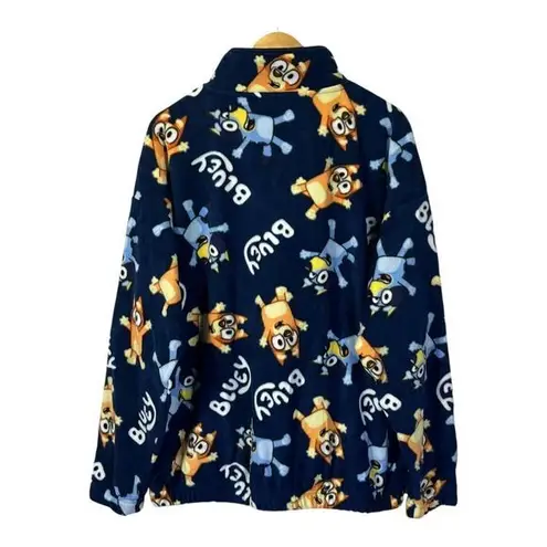 Bluey Fleece Quarter Snap Navy Blue Sweatshirt Print Women Size Medium NWT Blue