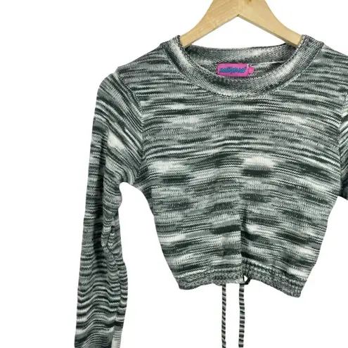 Edikted NWOT Medina Knit Open Back Cropped Sweater in Grey/White Size L