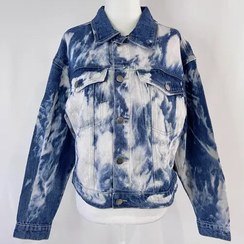 BP New  Bleach Overdye Denim Jacket Blue Bleached Cotton Jean Jacket