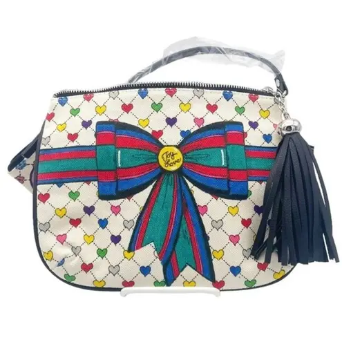 Brighton NWT  Bag Holiday Love & Joy Crossbody Pouch Artsy Rainbow Hearts Purse