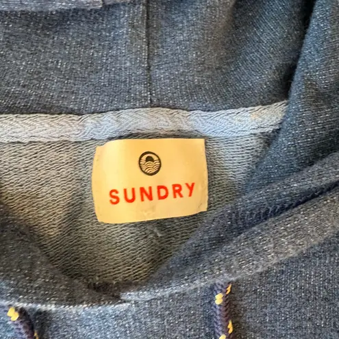 Sundry Women's Blue Spells Out Love Pullover Hoodie Size 2/Med Lightning Bolt