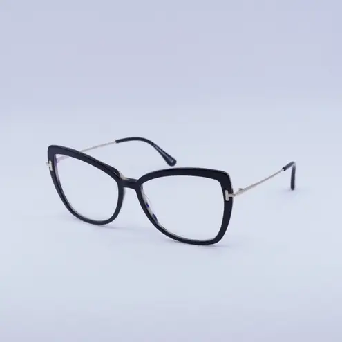 Tom Ford TOM FROM EYEGLASSES FT5882-B 005 Black / Gold Clear Blue Light Block 55mm