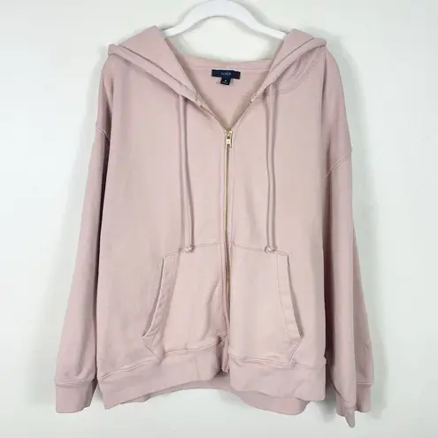 J.Crew  Oversized University Terry Zip Up Hoodie With Crew Logo in Luxury Camel