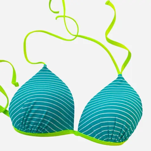 Hula Honey Striped Blue and Green Bikini Top Size XL