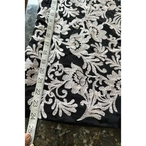 INC Illusion Mesh Overlay Floral Print Top Size S Black Short Sleeve Whimisgoth