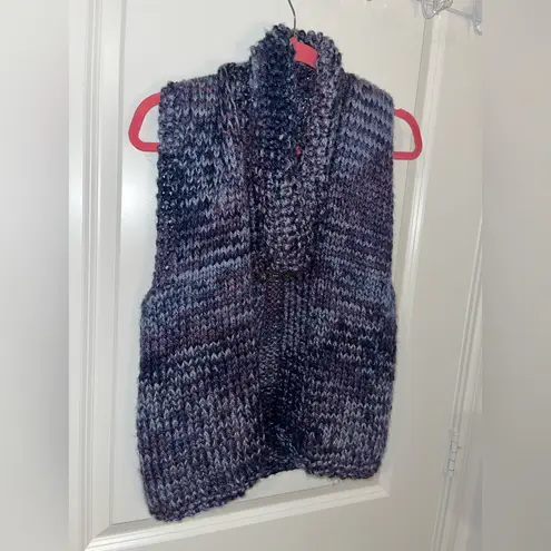 Handmade Chunky Knit Shawl CollarCardigan Vest Set Cozy Style Sleeveless Sweater