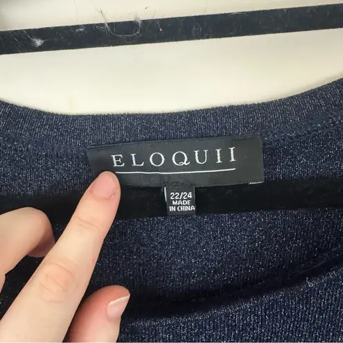 Eloquii Navy Sparkle Faux Wrap Tie-Front Long Sleeve Top Size 22/24 Women's